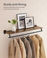 Cuier de perete cu raft si bara, Songmics, 109x28x13.2 cm, PAL/otel, maro