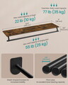 Cuier de perete cu raft si bara, Songmics, 109x28x13.2 cm, PAL/otel, maro