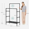 Suport dublu pentru umerase, Songmics, cu 2 bare si raft, 83x45x157 cm, otel, negru