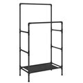 Suport dublu pentru umerase, Songmics, cu 2 bare si raft, 83x45x157 cm, otel, negru