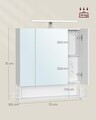 Dulap baie cu oglinda Vasagle, cu prize si USB, 70x16.5x75 cm, PAL/MDF/sticla, alb