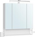 Dulap baie cu oglinda Vasagle, cu prize si USB, 70x16.5x75 cm, PAL/MDF/sticla, alb