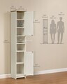 Dulap ingust pentru baie, Songmics, montaj fara unelte, 30x30x170 cm, MDF, alb vintage