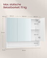 Dulap baie cu oglinda, Vasagle Kailyn, montare pe perete, 90x16.5x75 cm, PAL/sticla, alb