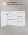 Dulap baie cu oglinda, Vasagle, iluminare LED, functie anti-aburire, prize, 80x60x16.5 cm, PAL/MDF, alb
