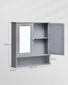 Dulap baie suspendat, Vasagle, cu oglinda si raft reglabil, 56.5x13x58.5 cm, MDF, gri