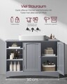 Dulap pentru baie / masca de lavoar Vasagle, cu raft deschis si dulap dublu, 90x30x60 cm, MDF, gri