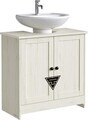 Dulap pentru baie / masca de lavoar Songmics, montaj fara unelte, 60x60x61.5 cm, PAL, alb rustic