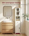 Dulap baie inalt Vasagle Liry, cu sertar si rafturi, 33x31.5x171 cm, MDF/PAL, alb rustic/maro
