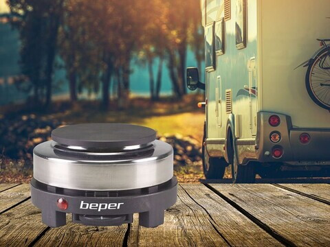 Plita electrica Beper 500W, 10 cm, otel/fonta, gri
