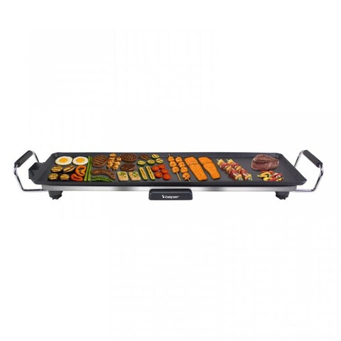 Gratar Teppanyaki XL, Beper, 2000W, 70x23 cm, aluminiu, negru