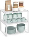 Set 4 organizatoare dulap bucatarie, Songmics, 32x22.9x15.4 cm, metal, alb/argintiu