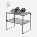 Raft bucatarie 2 niveluri, Songmics, organizator condimente, 32x22.9x15.4 cm, metal, argintiu