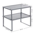 Raft bucatarie 2 niveluri, Songmics, organizator condimente, 32x22.9x15.4 cm, metal, argintiu