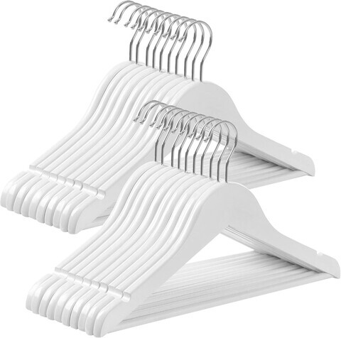 Set 20 umerase copii, Songmics, 35 cm, max 5 kg, lemn de artar, alb