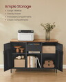 Dulap metalic multifunctional cu 2 usi, Songmics, rafturi reglabile, 110x40x76 cm, otel, maro/negru