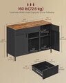 Dulap metalic multifunctional cu 2 usi, Songmics, rafturi reglabile, 110x40x76 cm, otel, maro/negru