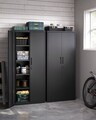 Dulap metalic birou, Songmics, 4 rafturi, cu incuietoare, 80x40x180 cm, otel, negru