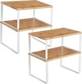 Set 4 organizatoare bucatarie, Songmics, 29.7x19.5x15.5 cm, metal/bambus, alb/natural
