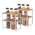 Set 4 organizatoare bucatarie, Songmics, 29.7x19.5x15.5 cm, metal/bambus, alb/natural