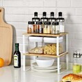 Set 4 organizatoare bucatarie, Songmics, 29.7x19.5x15.5 cm, metal/bambus, alb/natural