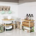 Set 4 organizatoare bucatarie, Songmics, 29.7x19.5x15.5 cm, metal/bambus, alb/natural