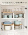 Set 4 organizatoare bucatarie, Songmics, 29.7x19.5x15.5 cm, metal/bambus, alb/natural