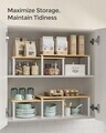Set 2 organizatoare dulap bucatarie, Songmics, 39.7x19.5x15.8 cm, metal/lemn, alb/bej