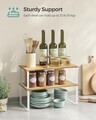 Set 2 organizatoare dulap bucatarie, Songmics, 39.7x19.5x15.8 cm, metal/lemn, alb/bej