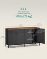 Bufet metalic depozitare 4 usi, Vasagle, rafturi reglabile, 141x40x76 cm, otel, maro rustic/negru