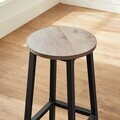 Set 2 scaune de bar, Vasagle, 32x65 cm, PAL/otel, grej/negru