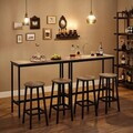 Set 2 scaune de bar, Vasagle, 32x65 cm, PAL/otel, grej/negru