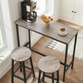 Set 2 scaune de bar, Vasagle, 32x65 cm, PAL/otel, grej/negru