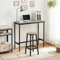 Set 2 scaune de bar, Vasagle, 32x65 cm, PAL/otel, grej/negru