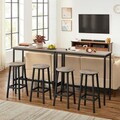 Set 2 scaune de bar, Vasagle, 32x65 cm, PAL/otel, grej/negru