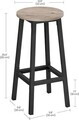 Set 2 scaune de bar, Vasagle, 32x65 cm, PAL/otel, grej/negru