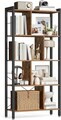 Biblioteca cu 4 niveluri, Vasagle, 74x30x154.5 cm, PAL/otel, maro rustic