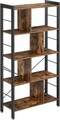Biblioteca cu 4 niveluri, Vasagle, 74x30x154.5 cm, PAL/otel, maro rustic
