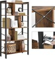 Biblioteca cu 4 niveluri, Vasagle, 74x30x154.5 cm, PAL/otel, maro rustic