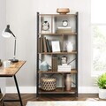 Biblioteca cu 4 niveluri, Vasagle, 74x30x154.5 cm, PAL/otel, maro rustic