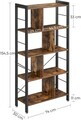 Biblioteca cu 4 niveluri, Vasagle, 74x30x154.5 cm, PAL/otel, maro rustic
