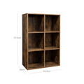 Biblioteca cu 6 compartimente, Vasagle, 65.5x30x97.5 cm, PAL, maro rustic