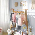 Set 10 umerase copii, Songmics, cu bara pantaloni, max 5 kg, lemn de artar, natur