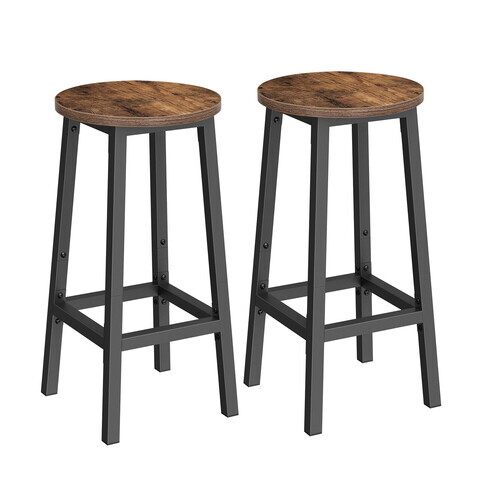 Set 2 scaune de bar, Vasagle, 32x65 cm, PAL/otel, maro rustic/negru