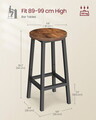 Set 2 scaune de bar, Vasagle, 32x65 cm, PAL/otel, maro rustic/negru
