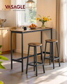 Set 2 scaune de bar, Vasagle, 32x65 cm, PAL/otel, maro rustic/negru