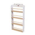 Raft depozitare carti si jucarii Bear, U-Grow, 60x15x123 cm, MDF, alb/natur