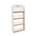 Raft depozitare carti si jucarii Bear, U-Grow, 60x15x123 cm, MDF, alb/natur