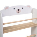 Raft depozitare carti si jucarii Bear, U-Grow, 60x15x123 cm, MDF, alb/natur