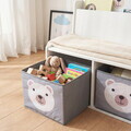 Organizator jucarii / mobilier camera copilului Bear, U-Grow, 60x42x61.5 cm, MDF, alb/gri